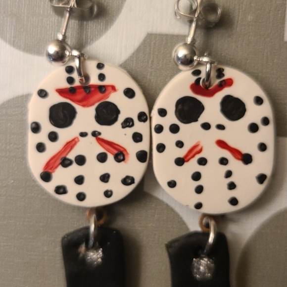 🎃Jason Voorhees Clay Earrings - Picture 2 of 3